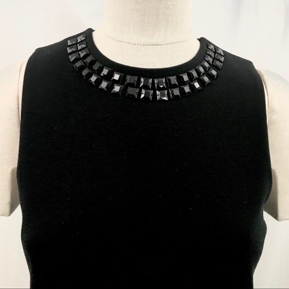 Isaac Mizrahi Black Shift Dress Beaded neckline EUC Medium Lined A-Line - Picture 2 of 10